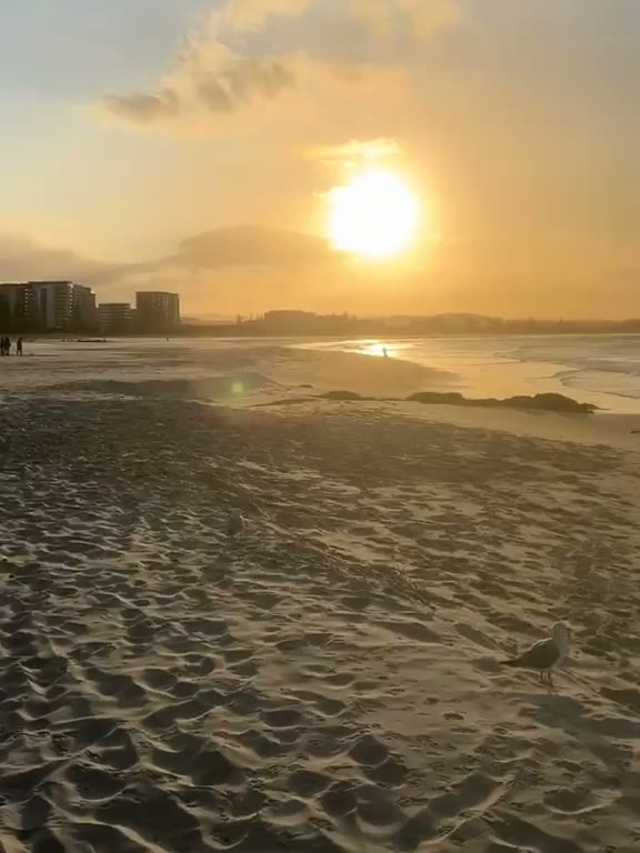 Sunset over the sand on the Gold Coast