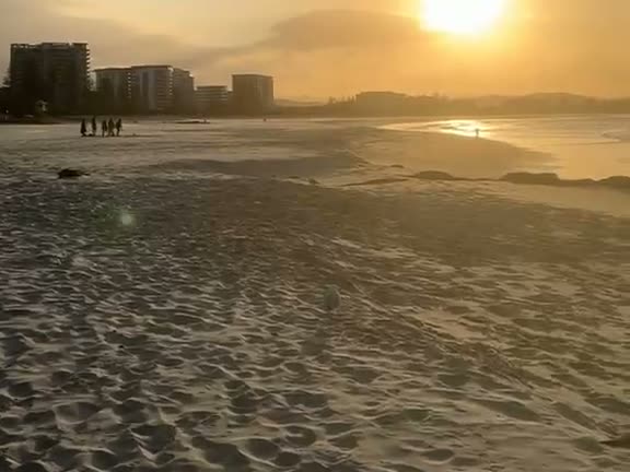 Sunset over the sand on the Gold Coast